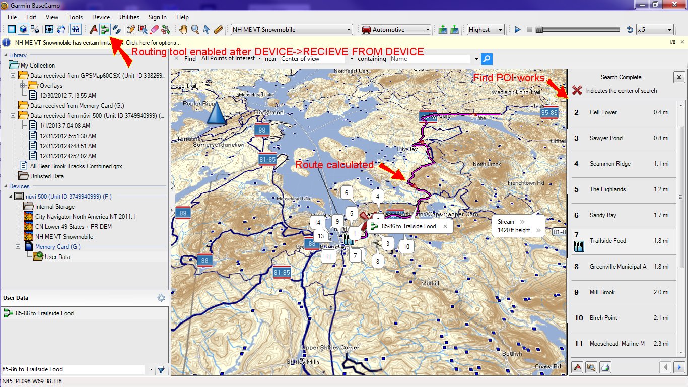 creating route with stops on garmin basecamp