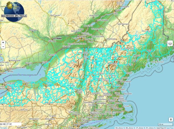 NH ME VT NY GPS Snowmobile Trail Map