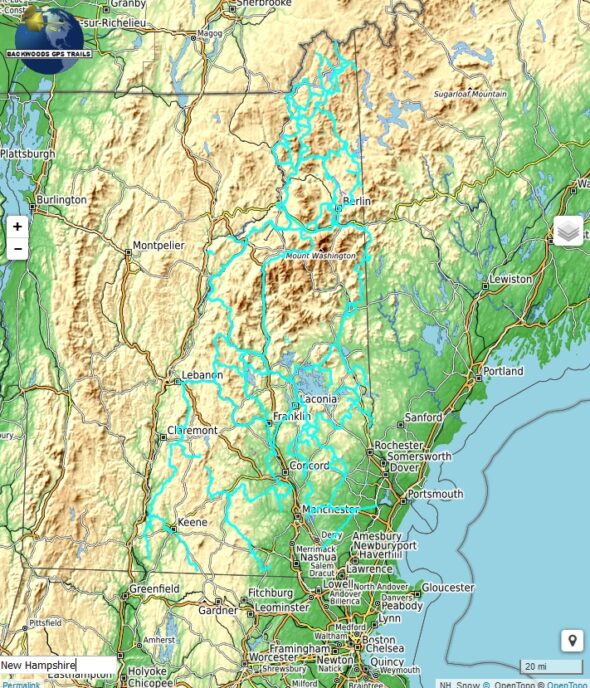 New Hampshire GPS Snowmobile Trail map