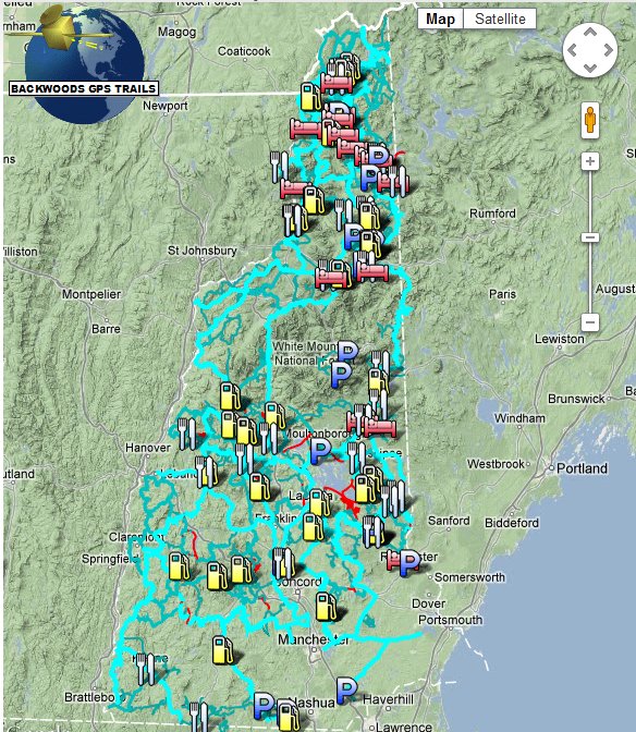 New Hampshire Hiking Maps NH Snowmobile Trail Map for Garmin   Umbagog Designs LLC
