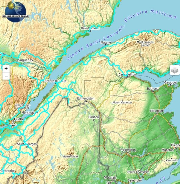 QC Snowmobile Trail Map for Garmin - Backwoods GPS Trails